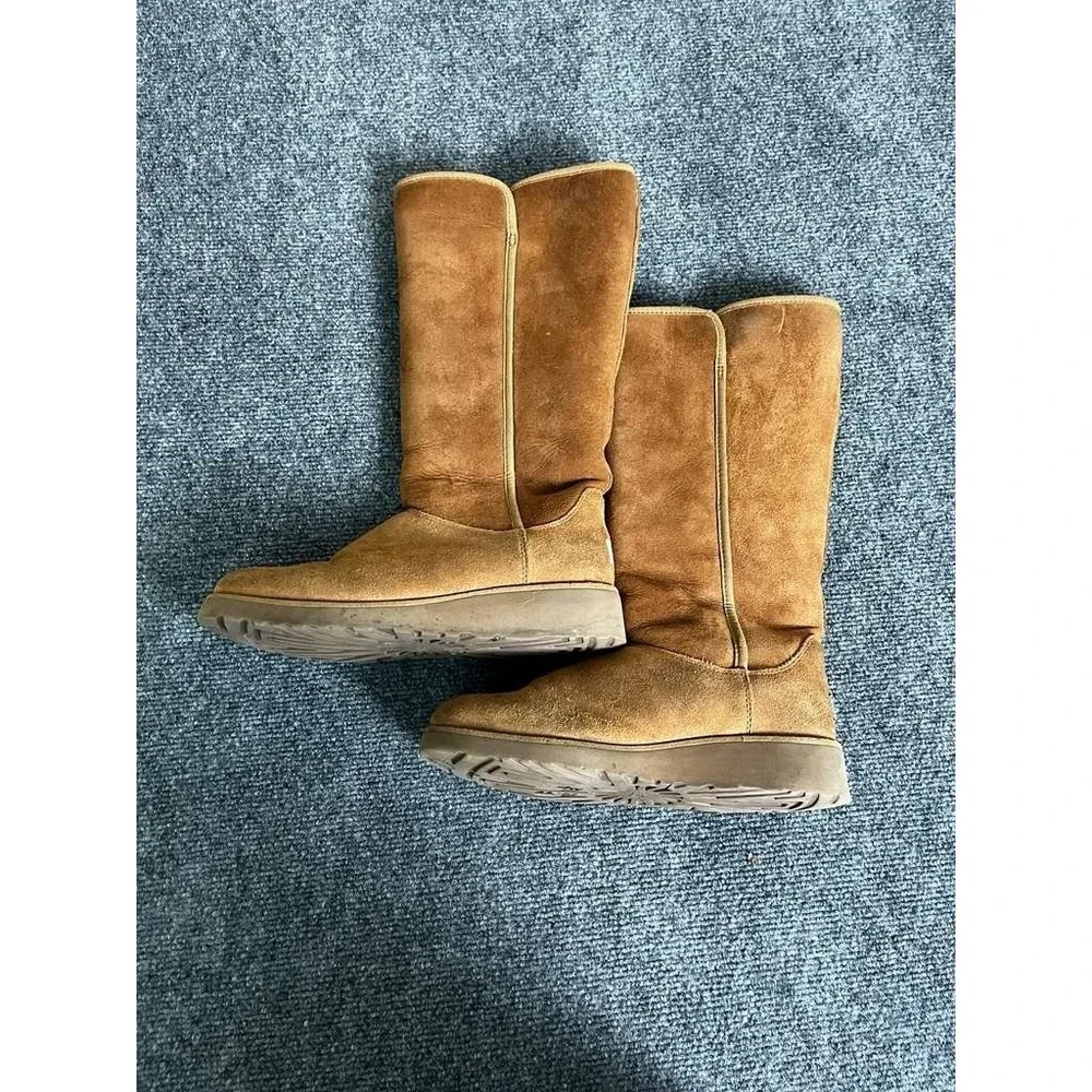 UGG Kara Classic Tall Slim Chestnut Water Resistant Wedge‎ Boot Women Size 9